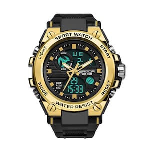 Relógio Masculino Digital Preto Dourado Resistente À Água.