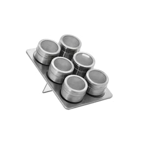 Porta Condimentos Aço Inox Suporte Imã 6 Peças - Mimo Style