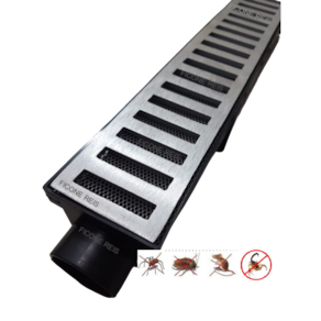 Ralo Linear Modular 6x50 modelo Grelha Aluminio com Tela Anti Insetos e Coletor Preto - Ficone Reis