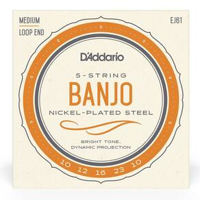 Encordoamento para Banjo 5 cordas D`addario EJ61 Tensão Média