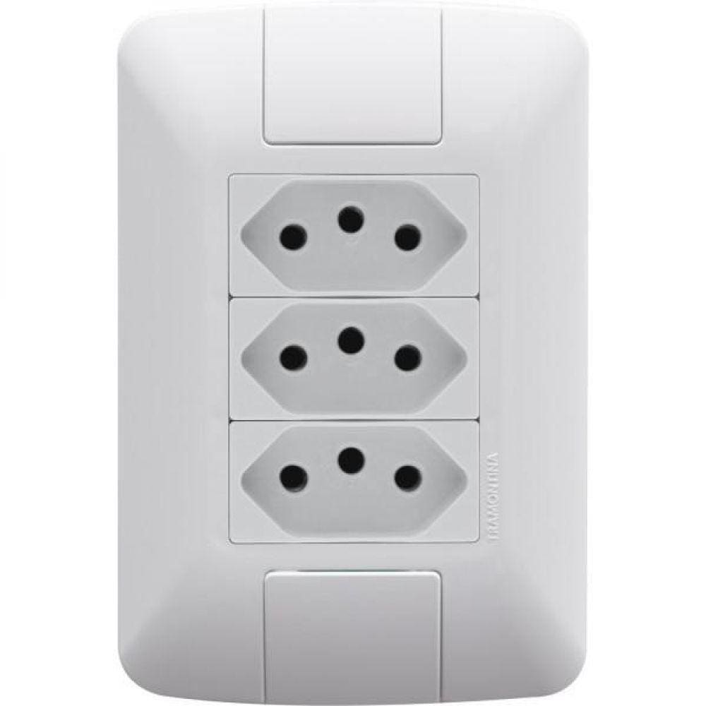 Conj 4x2 3 Tomadas 2p+t 10 A 250 V Tramontina Aria Branco