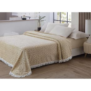 Colcha Chenille Jolitex Com Franja Isadora 220X240M Bege