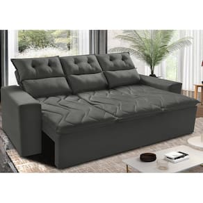 Sofá 3 Lugares Retrátil e Reclinável 2,00m Cama inBox Smal. com bordado pantográfico Suede