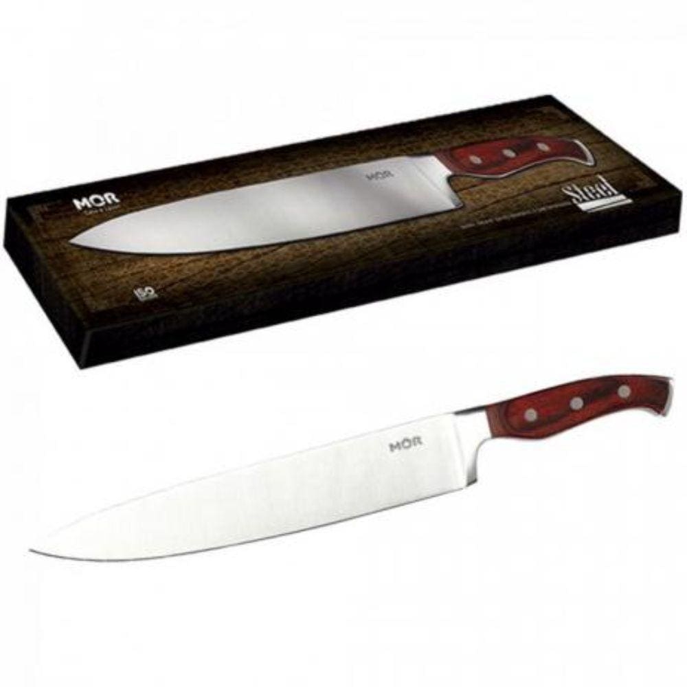 Faca 10 polegadas Steel Aço Inox Cabo De Madeira 3943 MOR
