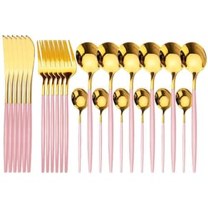 Conjunto De Talheres Slim Rosê- Aço Inoxidável - 24 Pçs