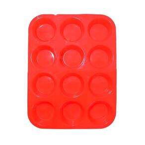 Forma De Silicone Para Muffin Cupcake 12 Unidades - Vermelho