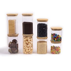 Kit Potes Hermeticos Vidro Quad Flat 1400/1100/800Ml - 8Pçs