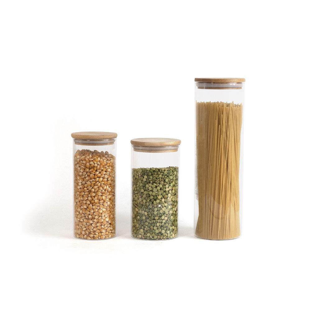 Kit Potes Hermeticos Vidro Circular 2000/1100/800Ml - 3Pçs