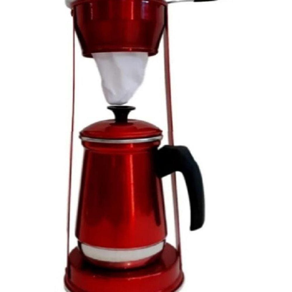 Bule Com Mancebo Coador De Café Colorido Retro Em Alumínio