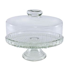 Boleira Vidro Prato Para Bolo com Pedestal Colonial G 28Cm