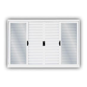 Janela Veneziana Aço 6 Folhas MGM Minas Sul 120cmx200cm Requadro 12cm Vidro Liso Incolor Branco