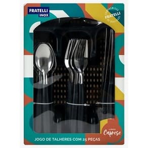 Jogo De Talheres Inox Linha Caprese 25 Pç Preto - Fratelli