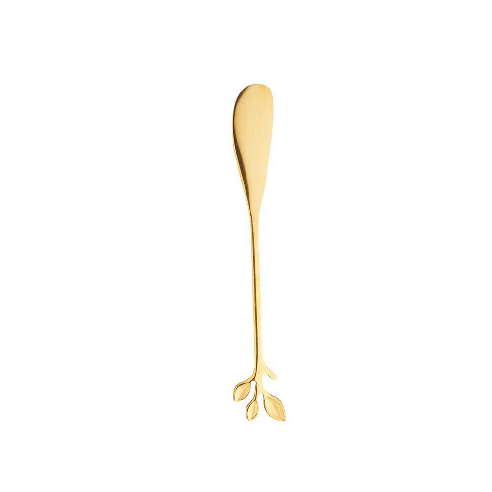 Cj 4 Espatulas Aco Inox Leaves Dourado