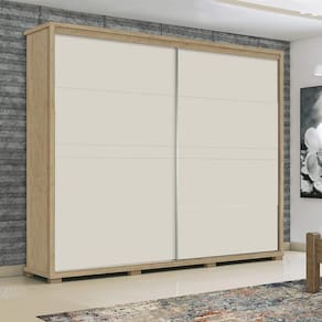 Guarda Roupa Casal Porta De Correr Cadenza Teca Off White Fênix
