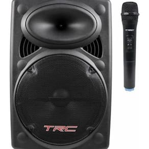 Caixa De Som Ativa 12 Polegadas 350W Com Led Microfone E Bateria Trc-436 Trc