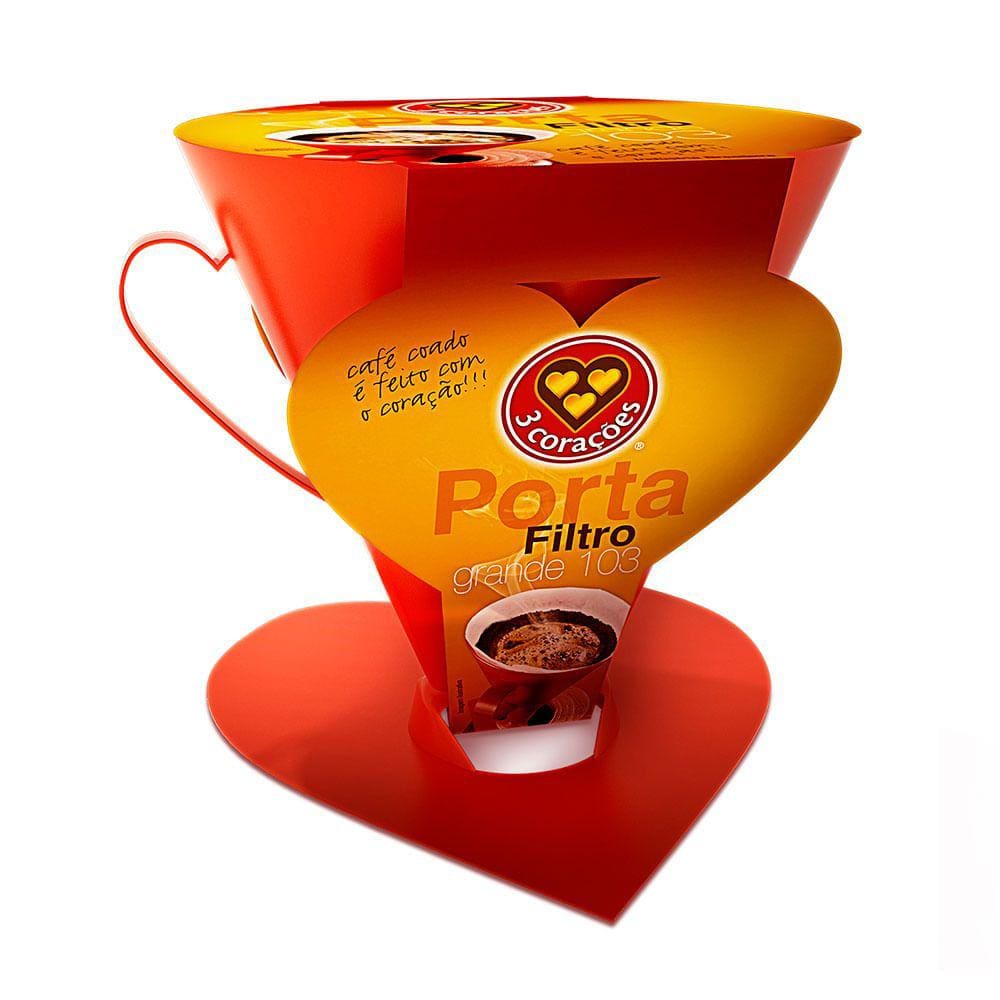 Porta Filtro de Plástico Vermelho Número 103 3 Corações