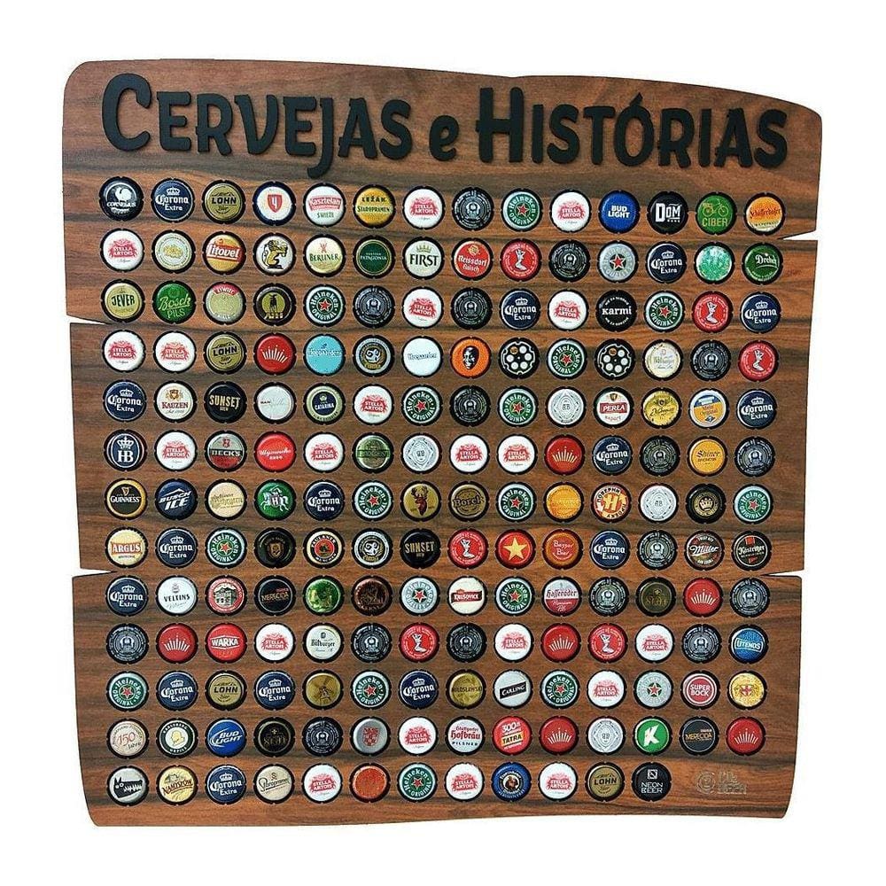 Quadro Porta Tampinhas Rustic - 150 - Cervejas E Histórias
