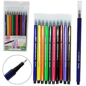 Kit Com 10 Caneta Hidrográfica Ponta Super Fina 0.4 Mm 16,5 Cm Cores Sortidas, Daiwa 6173 - 145320