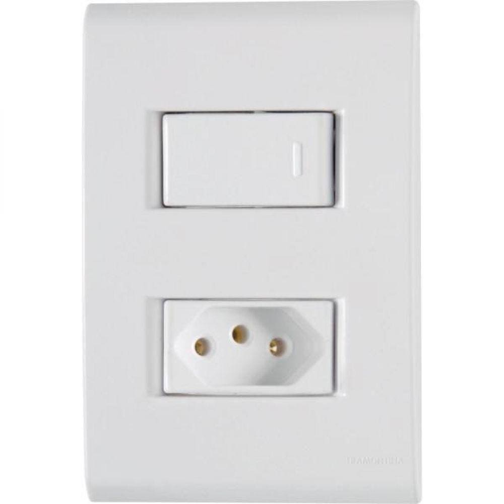 1 Interruptor Simples 10 A 250v e 1 Tomada A 250v Liz Branco