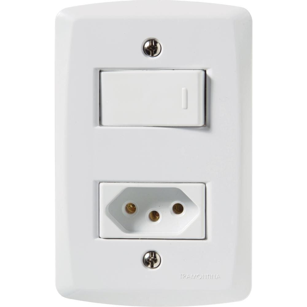 1 Interruptor Simples 10 A 250v e 1 Tomada A 250v Branco