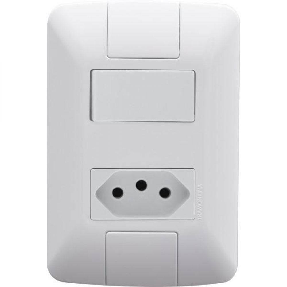 1 Interruptor Simples 6 A 250v e 1 Tomada A 250v Aria Branco