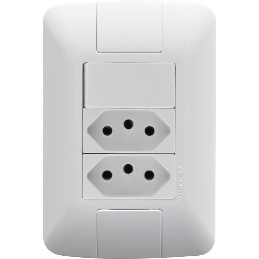 1 Interruptor Simples 6 A 250v e 2 Tomadas A 250v Branco