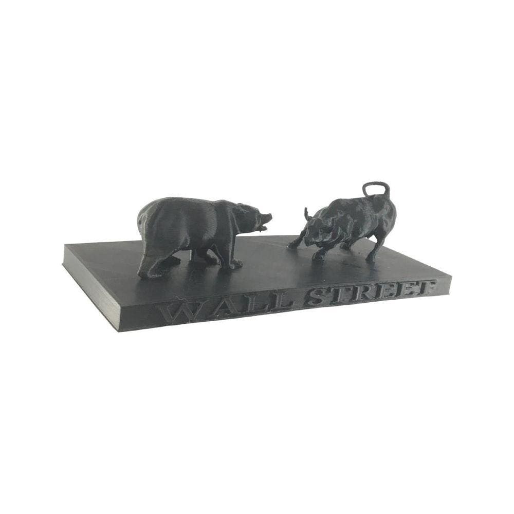 Bull and Bear Wall Street Geométrico Decoração 3D Low Preto