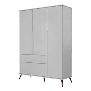 Guarda Roupa Retrô Melissa 3 Portas Phoenix Cinza