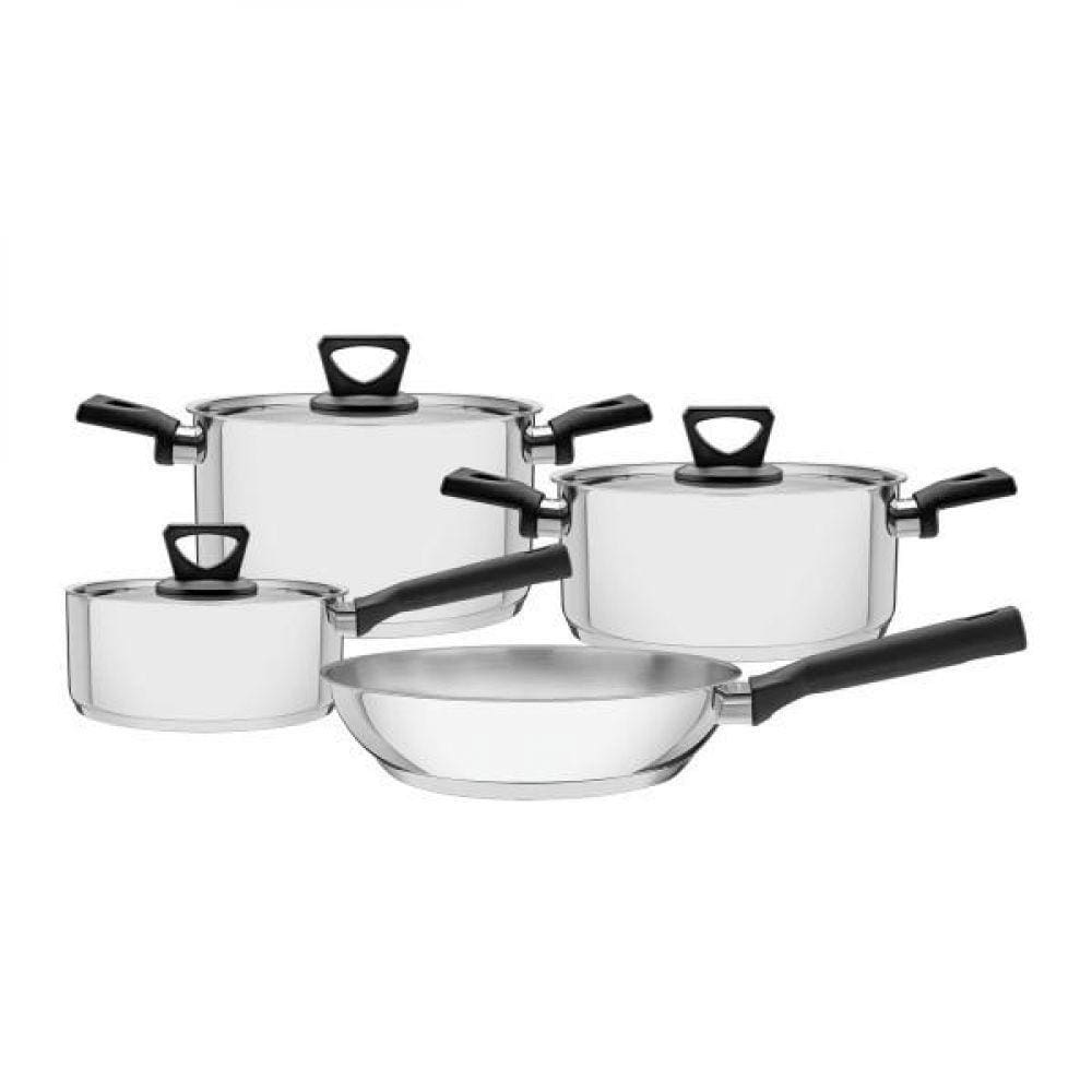 Jogo de Panelas Tramontina Baquelite Aço Inox Fundo Triplo
