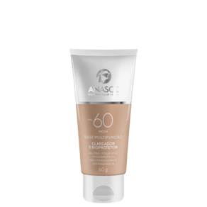 Protetor Solar Facial 60 FPS com Cor Média Multifunção ClareadorAnasol Toque Seco Oil Free Hipoalergênico Não Comedogênico Vegano e Cruelty Free