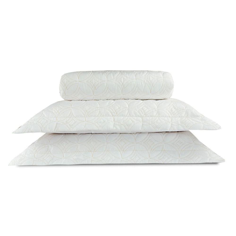 Cobre Leito Colcha Queen 3 Peças Bordado Luxury Branco