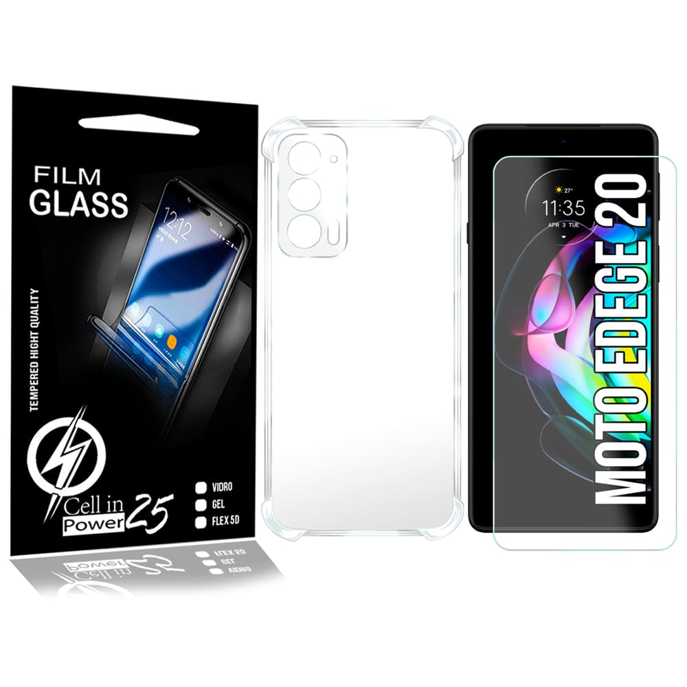 Capa Anti Impacto + Película De Vidro Para Moto Edge 20 XT2143-1 - Cell In Power25