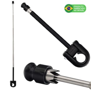 Antena Corta Pipa Moto Retrátil Guidao Aço Inox Prata M5B