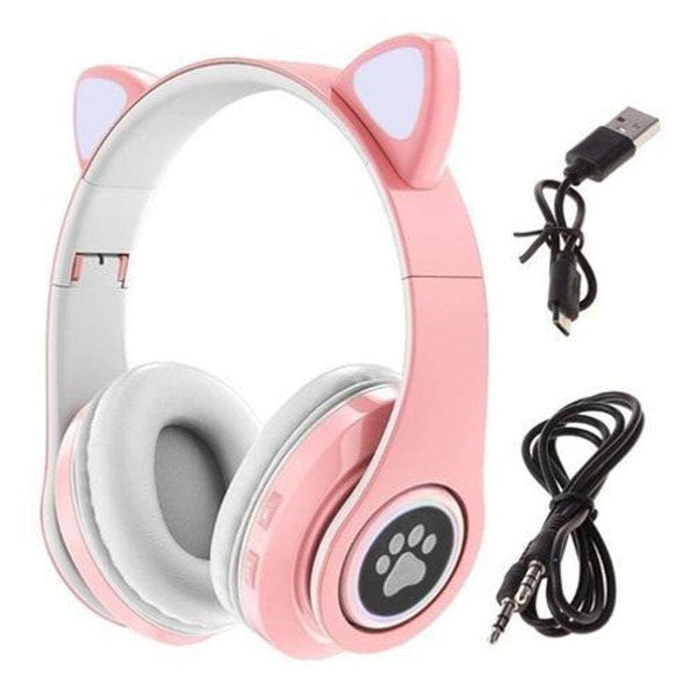 Fone Ouvido Orelha Gato Peludo C/fio – Ql-407 – Exbom Rosa