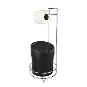 Kit Suporte Porta Papel Higiênico Com Lixeira Tampa Click 5L Banheiro Press - Coza