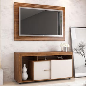 Rack Com Painel Para TV de Até 55" Lugano Viero Imbuia e Off