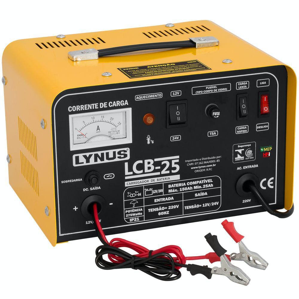 Carregador De Bateria Lynus  Modelo Lcb-25 220v