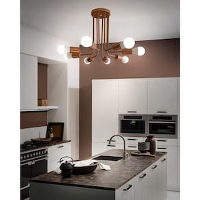 Plafon Bivolt Luminária Aramado 8 Braços 36,5x44cm Sputnik WOODS! Cobre Fosco
