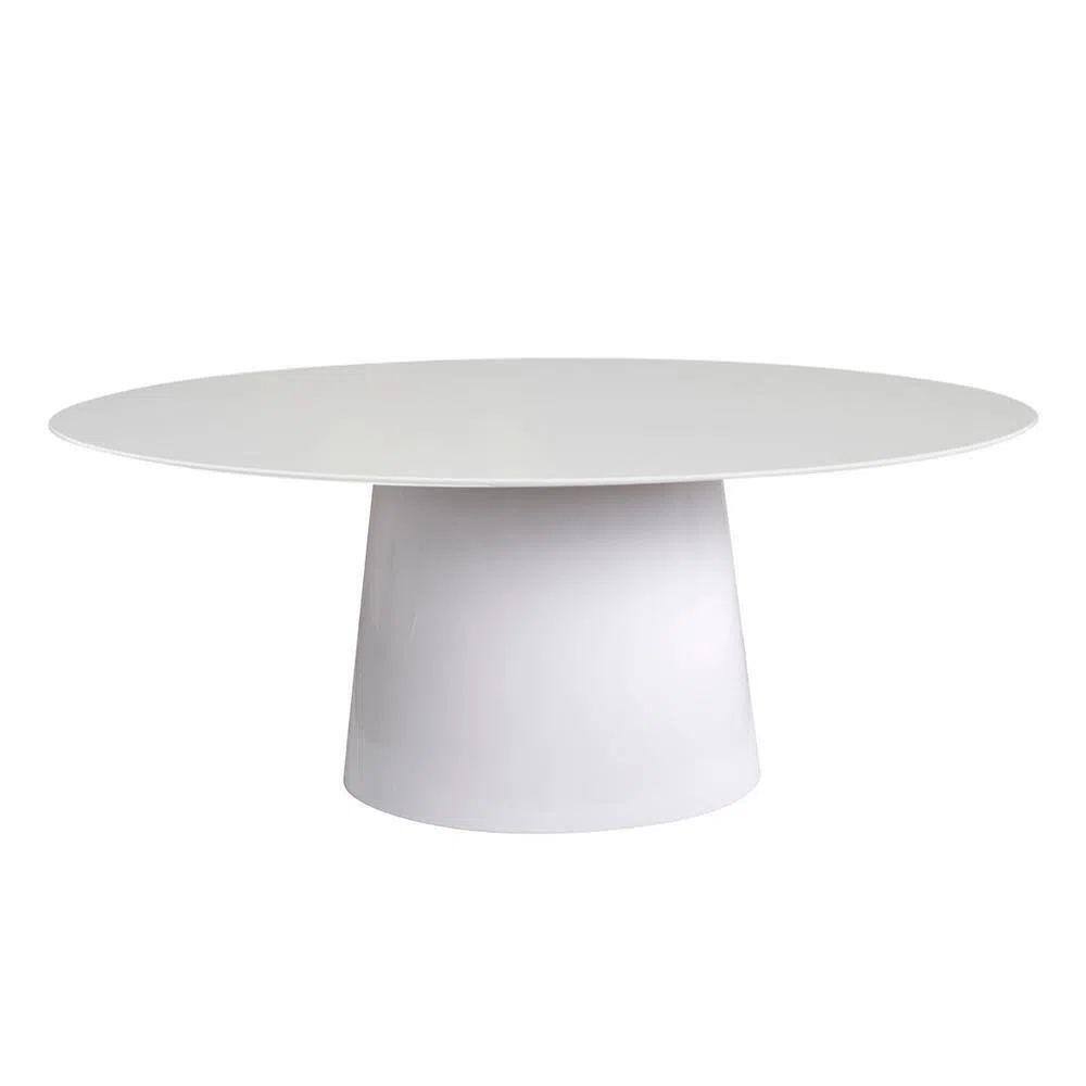 Mesa de Jantar Cone Oval 244x137 cm Laca Branca Yescasa