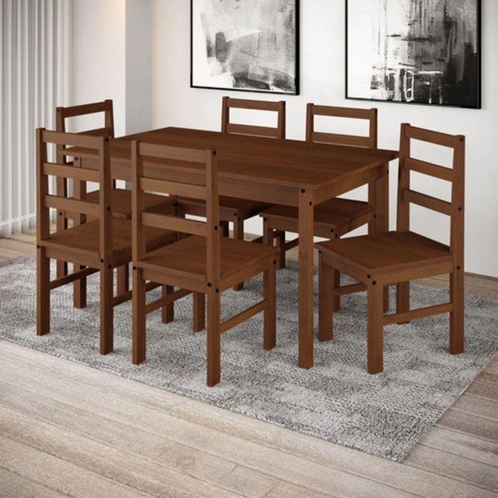 Conjunto Mesa Jantar + 6 Cadeiras Sofia NOGAL