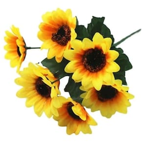 1 Buquê Flor Girassol Artificial Para Decoração Arranjos