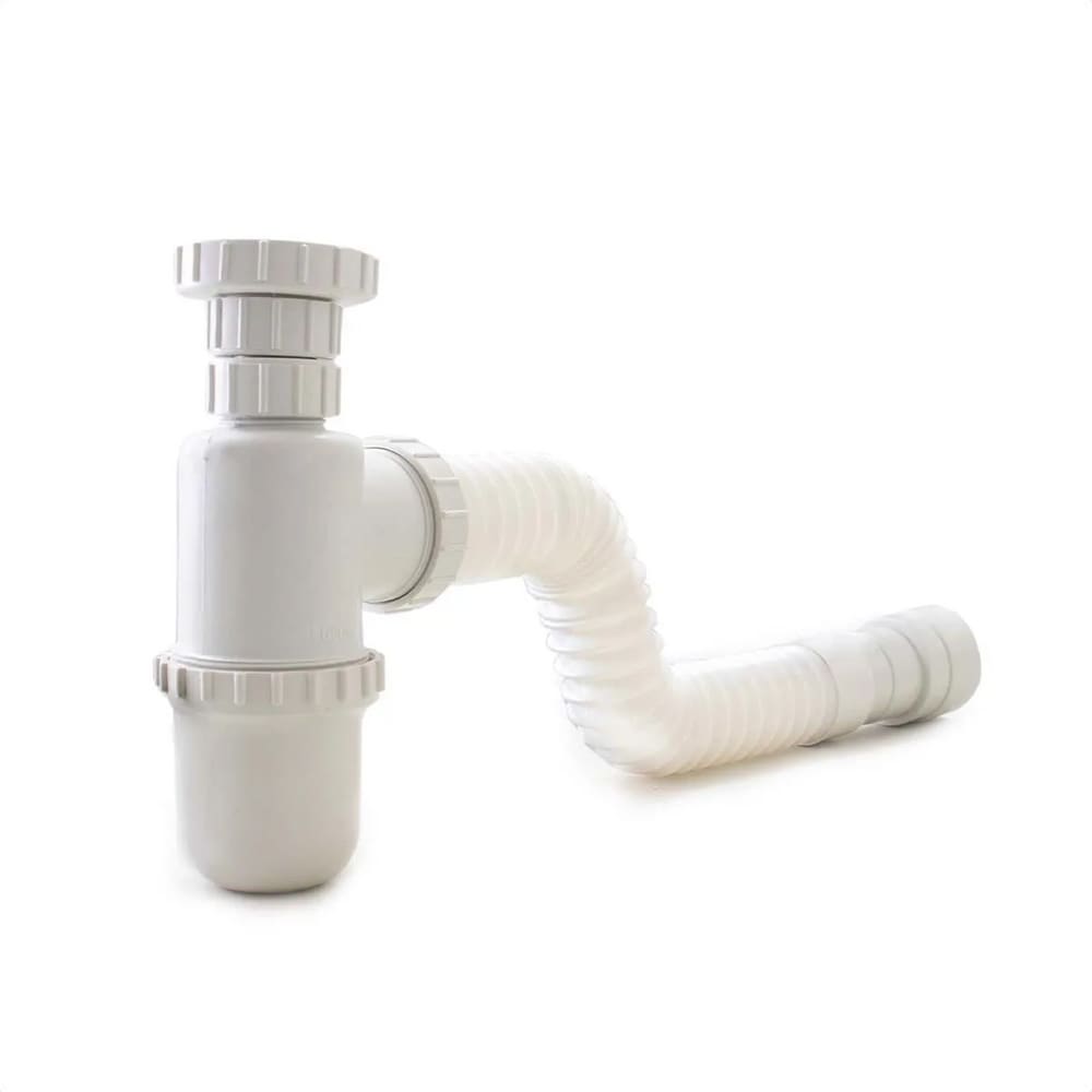 Sifão Sanfonado Copo Universal Branco Extensível Até 50cm