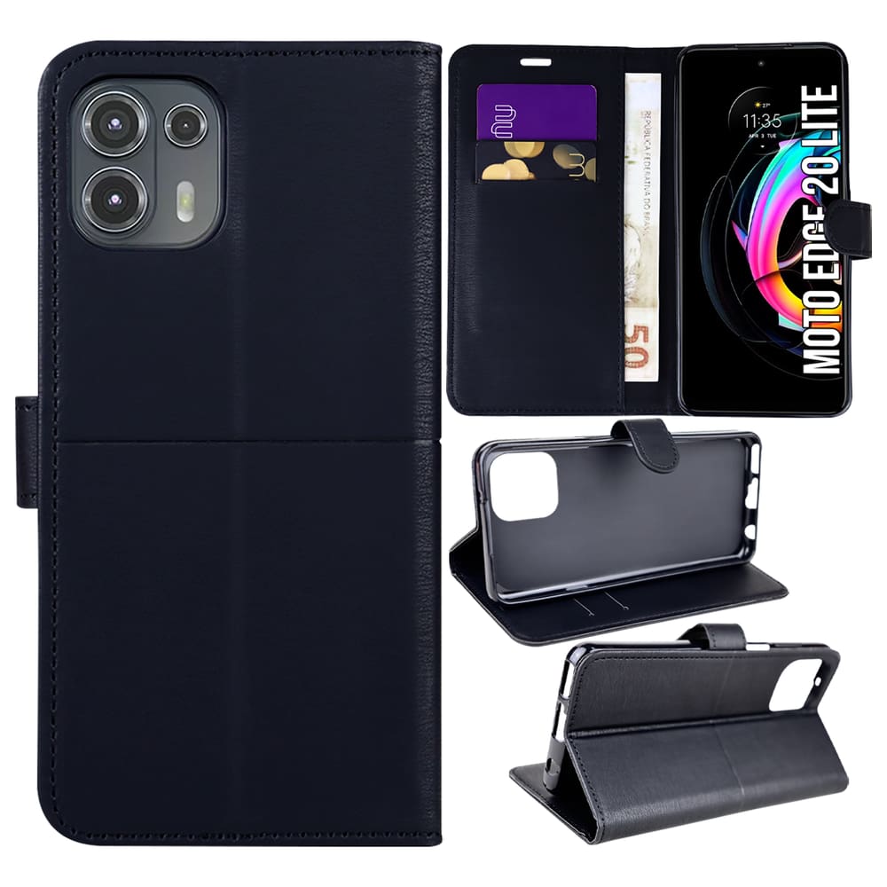 Capa Carteira + Capa Anti Impacto Para Moto Edge 20 Lite XT2139-2 - Cell In Power25