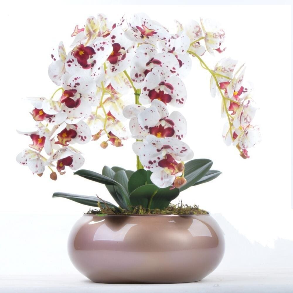 Arranjo de Orquídea Artificial Tigre em Vaso Cobre Lucy