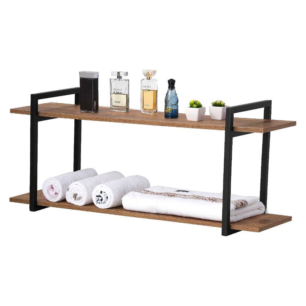 Nicho Banheiro Preto Com Prateleiras Amadeirado 60cm