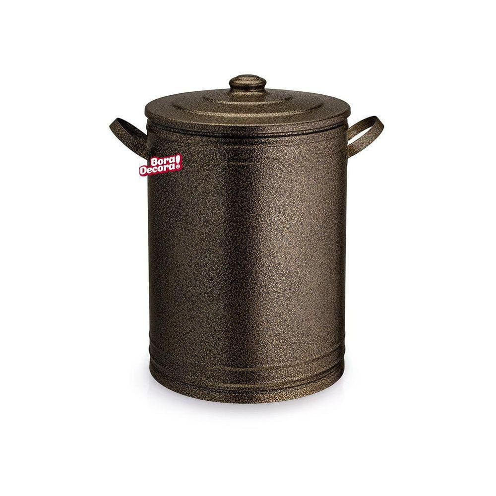 Lixeira 30 Litros Ouro Velho Lata De Lixo Com Tampa E Alças