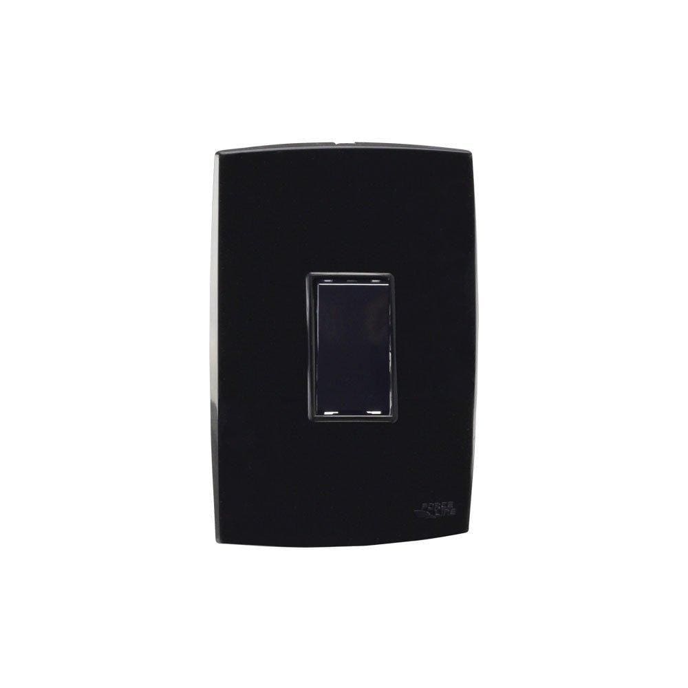 Conjunto Interruptor Simples Vertical 10A Preto Force Line