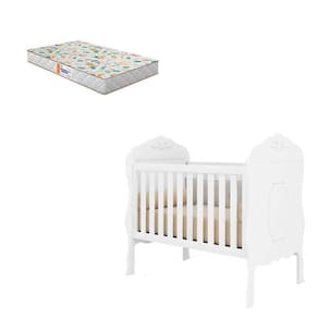 Berço Americano Realeza Branco Acetinado com Colchão Gazin - Canaã