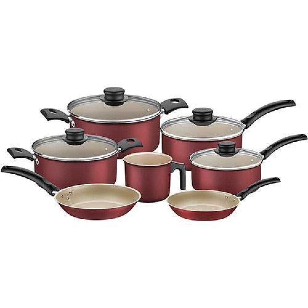 Conjunto De Panelas Turin Antiaderente 7 Peças Vermelho