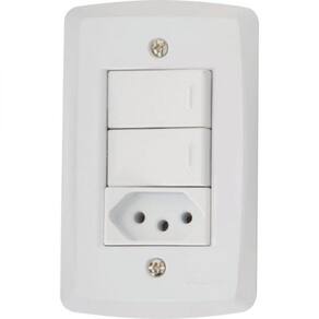 Conjunto 4X2 2 Interruptores Simples E 1 Tomada Lux2 Branco